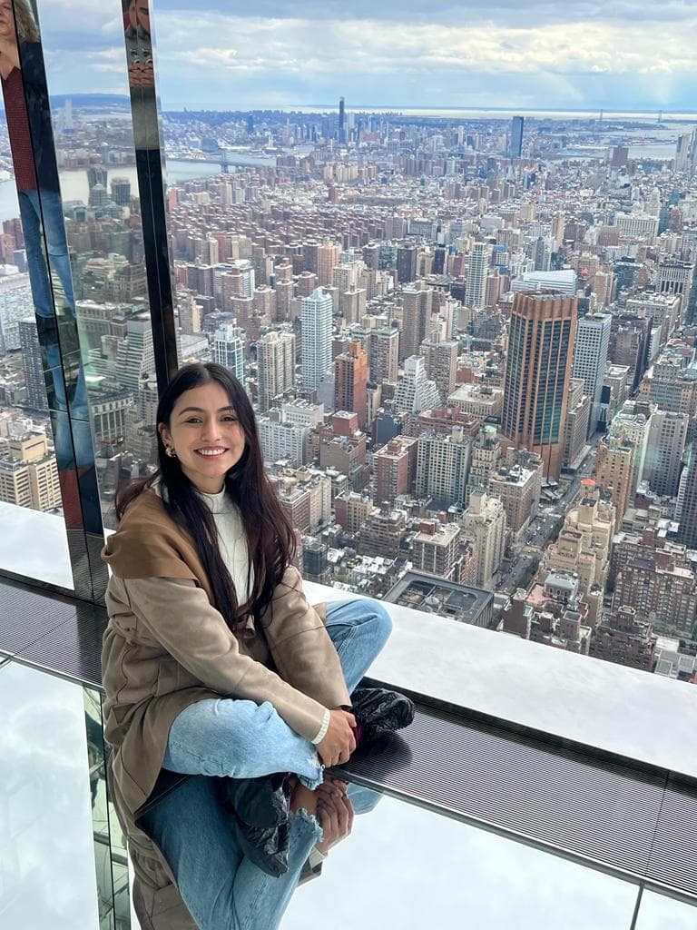 Me in new york city with the landscape in the background